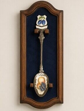 CZECHOSLOVAKIA Enameled Collectible Fruit Design Spoon Marked CZECH Vintage